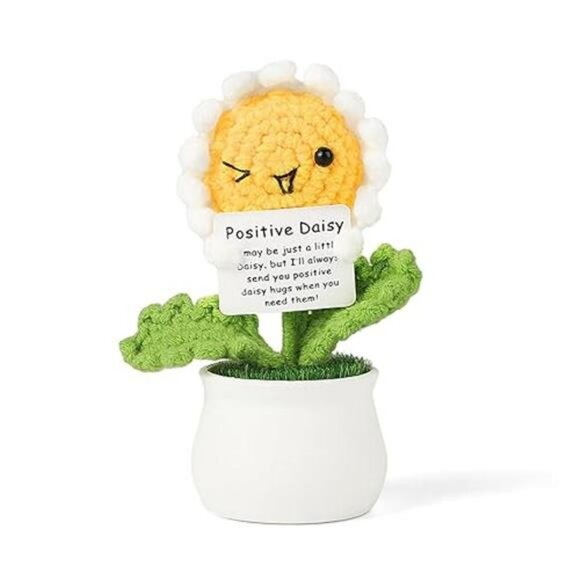 Crochet daisy flower desk decor cute gift for women friend coworker sister - Picture 8 of 8
